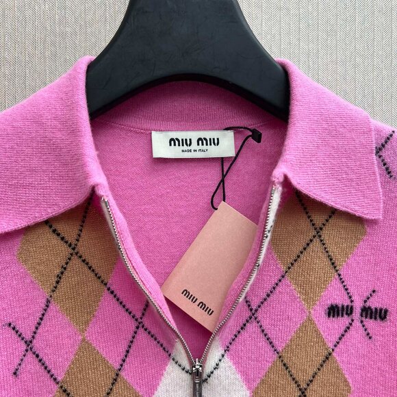 Miu Miu argyle cashmere polo sweater - Picture 6 of 11